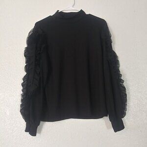 A Love Story Women's size L Black Long Sleeve Blouse